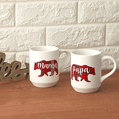 Керамични чаши за кафе за двойки Татко Мече и Мама teddy bear (15 унция, 2 опаковки)