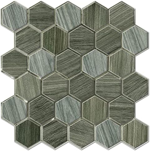 Плочки Vamos Tile Hexagon за отклеивания и лепене на задния панел, 10 Листа Лепене на задния панел за кухня и баня,