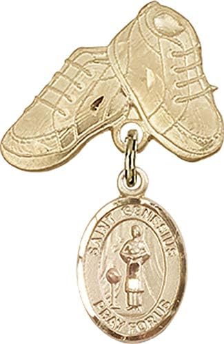 Детски икона Jewels Мания за талисман на Светия Генезия Римски и игла за детски сапожек | Детски икона от 14-каратово