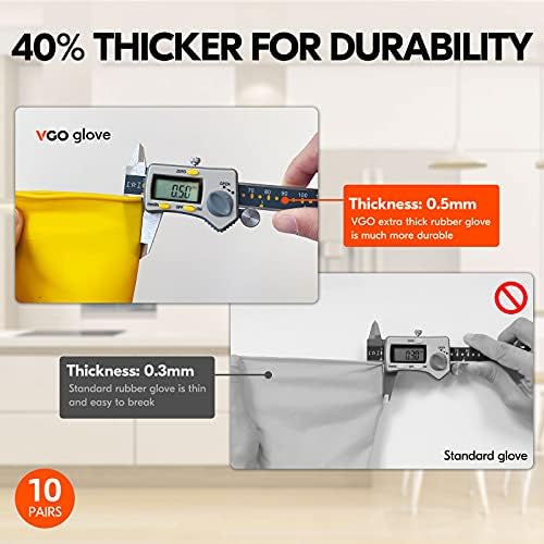 Vgo... 10 чифта Ръкавици за почистване на дома за Еднократна употреба, Гумени Ръкавици с дълги Ръкави За миене на