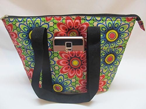 Чанта за обяд, Утепленная чанта-хладилник за носене Обяд (Червено-зелени цветя)