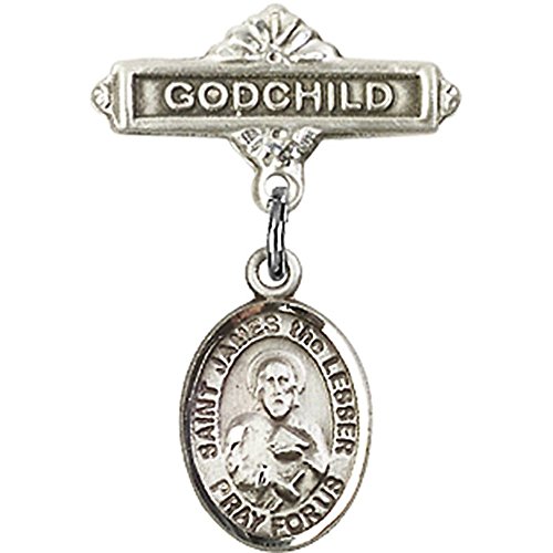 Иконата на бебето от сребро с Талисман сейнт Джеймс, по-Малък и Игла за Икона Кръщелник 1 X 5/8 инча