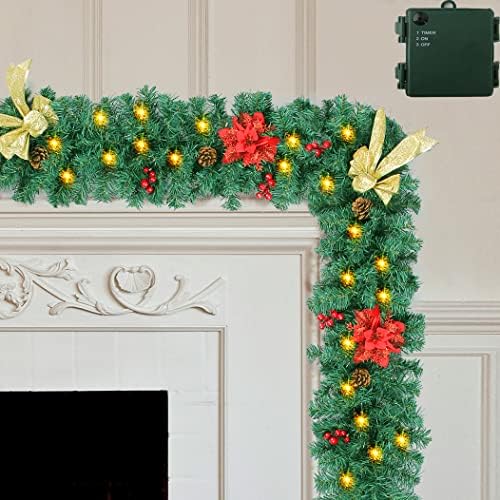 Коледна Гирлянда с Таймер - Предварително Подсвеченные Коледни Гирлянди с подсветка - Коледни Гирлянди от борови