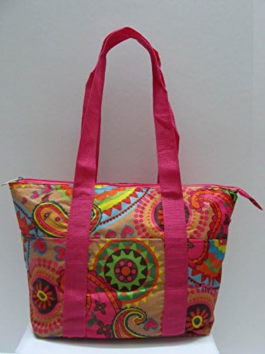 Чанта за обяд, Утепленная чанта-хладилник за носене Обяд ((Червено-жълти цветя)