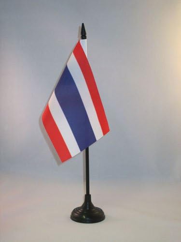 AZ FLAG Тенис на Флаг на Тайланд, 4 x 6 - Тайландски Тенис на Флаг 15 x 10 см - Черна Пластмасова Пръчка и Основата