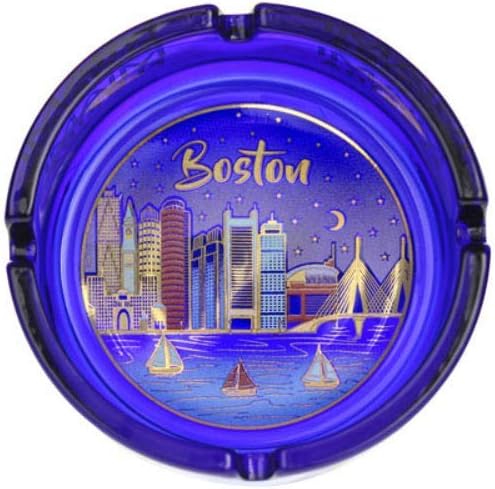 Пепелник World By Shotglass Бостън, Масачузетс Skyline Металик Синьо 4