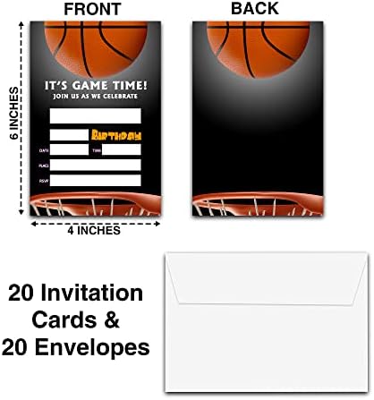 Покани, Картички за рожден Ден на баскетболна тематика 4 x 6 С Конвертами - време Е за игри - рожден Ден момчета