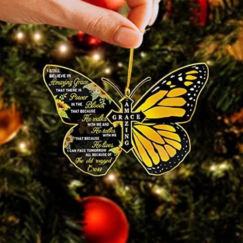 Украса MOMKER Butterflys Украса Butterflys Еремия Коледно Дърво Украса Изкуствен Остролист Венец На Открито
