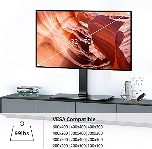 Универсален Регулируем по височина настолна поставка за телевизор за 32-70-инчови телевизори с максимална резолюция VESA 600x400 мм до 99 паунда, монтиране на стена AM alphamount