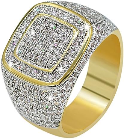 JINAO18K Gold Cluster ICED Out Лаборатория за Имитация Диамантена Лента Micropave Мъжки Bling Ring