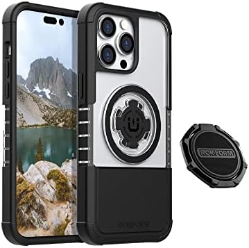Rokform - iPhone 14 Pro Max, съвместим с две магнити и MagSafe, кристална калъф + магнитна поставка за спортни пръстени и дръжка