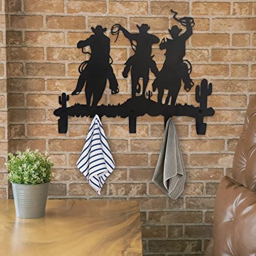 VIVICOMFY Куки за дрехи в ковбойском стил в стил Уестърн, монтиран на стената Арт декор-Каубойски Закачалки и Кукички