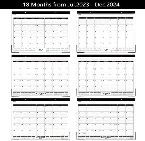 Настолен Календар 2023-2024 - ЮЛИ 2023-ДЕКЕМВРИ 2024, 18 Месеца Настолен / Стенен Календар 2023-2024, 16,8 x 12, 2023-2024 Настолен Календар с Предизвикателства, Хартия премиум-клас, Линия?