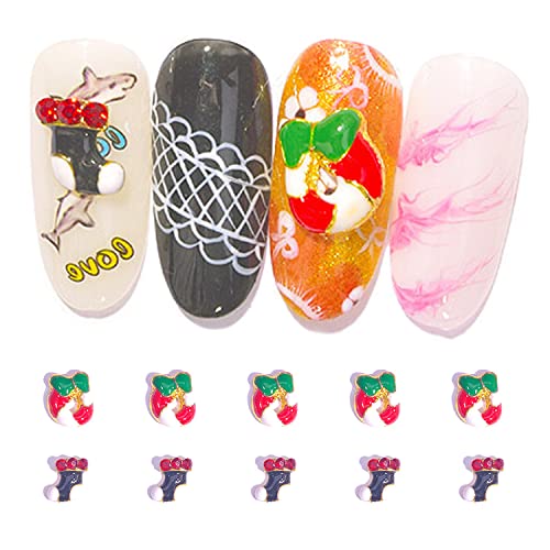 WOKOTO 40 бр. 3D Коледни Дрънкулки за акрилни нокти, Ключодържатели за нокти и Кристали, Коледно Дърво, Чорапи на
