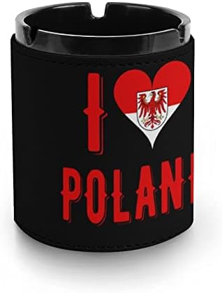 I Love Poland Кожена Цигара, Пепелник За Пури, Държач За Пепел, Преносим Настолен Пепелник За Пушачи, Двор, Офис