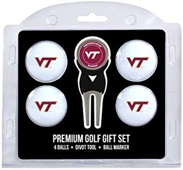 Топките за голф Golf Team NCAA Virginia Tech Hokies Контролирано размер (брой 4 бр.) и инструмент за източване с Подвижна двустранен магнитен маркер