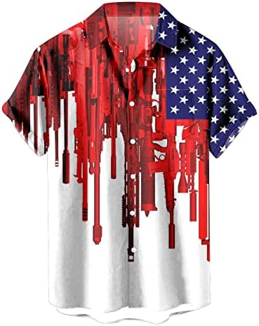 Тениска с V Образно деколте Мъжки Американски Флаг Патриотични Ризи за Мъже на 4 Юли Мъжки Къс Ръкав Копчета Дракон