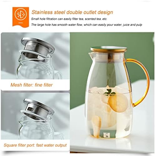 Стъклена кана 1.8 л / 60 мл, стъклена банка с херметически капак, Кана за напитки с топла / студена вода, студен чай и плодови напитки, може да се мие в съдомиялна машина (