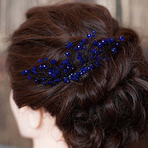 FXmimior Сватбени дамски тъмно сини реколта кристални кристали Реколта гребен за коса-Аксесоари за коса за сватбени