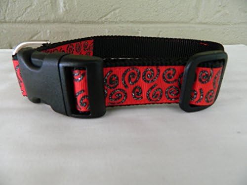 Нашийник за кучета Schmoopsie Couture с черни пайети в червено яка за кучета (малка от 1 инч (8-13))