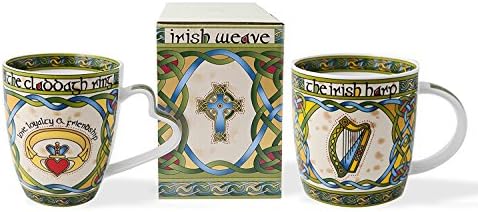 Комплект чаши от ирландски костен порцелан Royal Tara (ирландска Кладда и арфа) в кутия за подарък в тон от колекцията