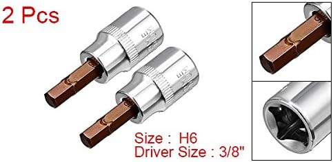 uxcell 3/8 Drive x H5 (5 мм) Наставка за бита с шестоъгълни глави, части от стомана S2, дюзи CR-V с дължина 2 инча