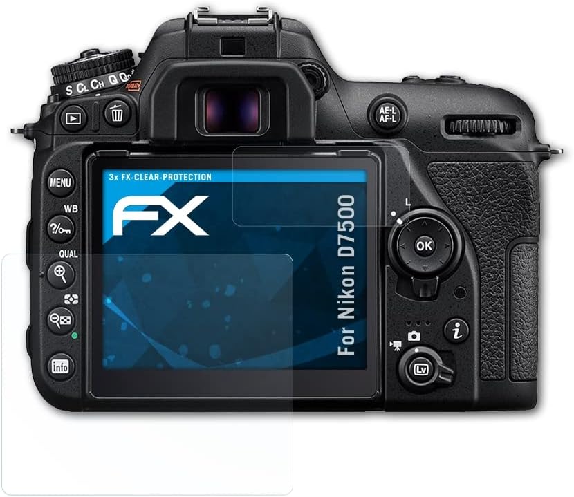 Защитно фолио atFoliX, съвместима със защитно фолио Nikon D7500, Сверхчистая защитно фолио FX (комплект от 3)