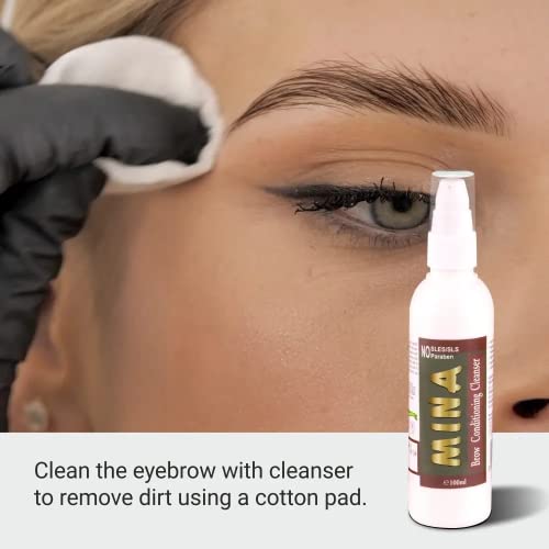 Почистващо средство MinaiBrow Eyebrow Conditioning 100 мл за овлажняване на кожата и задържане на влагата с бяла