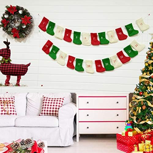 SOIMISS 24шт Коледни Декоративни Чорапи Календар за Обратно Броене Коледни Висящи Украшения
