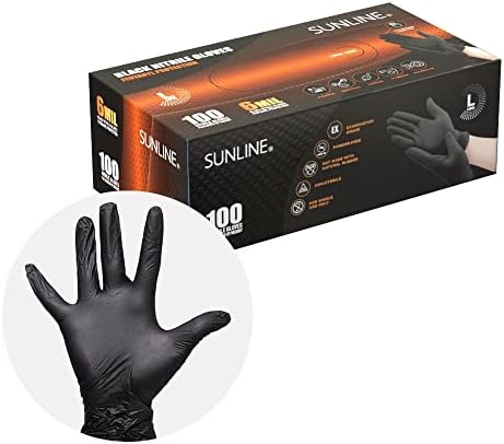 Ръкавици за еднократна употреба SUNLINE от черно нитрил - 6 mils - брой 100