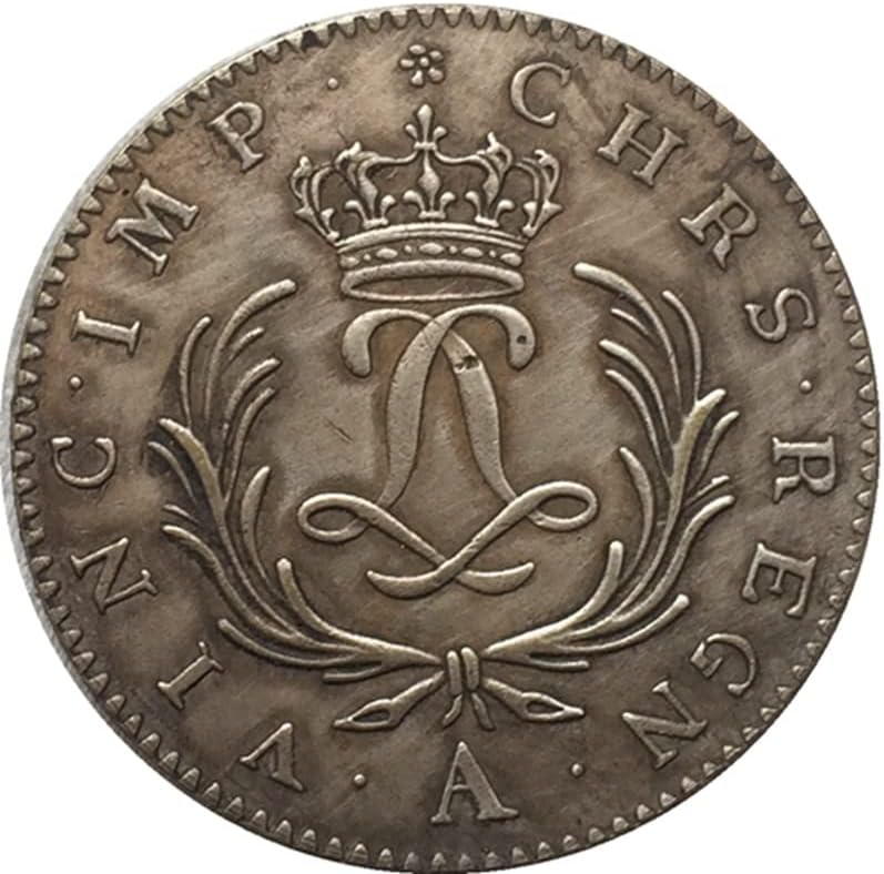 Френска монета 1724 г. От Чиста Мед, сребърно покритие Старинна Сребърна Доларова монета Ръчно изработени Колекция,