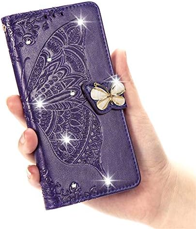 ISADENSER Galaxy в а23 5G Калъф с блестящи Диаманти, калъф-пеперуда за Жени, Притежател на кредитна карта от Изкуствена