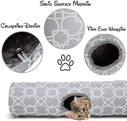 LUCKITTY Геометричен Тунел за Котки с Плюшени вътрешната част, Играчки за Котки, Сгъваема Тунел-Тръба с Топки, за